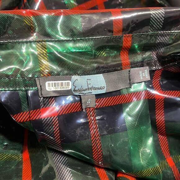 Anthropologie Eva Franco London Frog Plaid Rain Coat Trench Size 4 - Picture 13 of 13